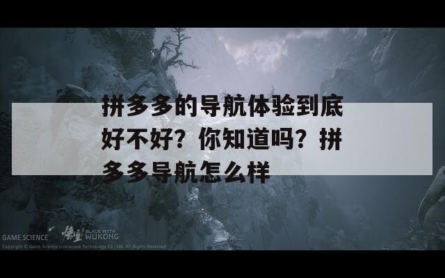 拼多多的导航体验到底好不好？你知道吗？拼多多导航怎么样
