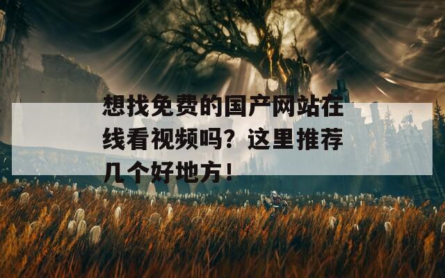 想找免费的国产网站在线看视频吗？这里推荐几个好地方！