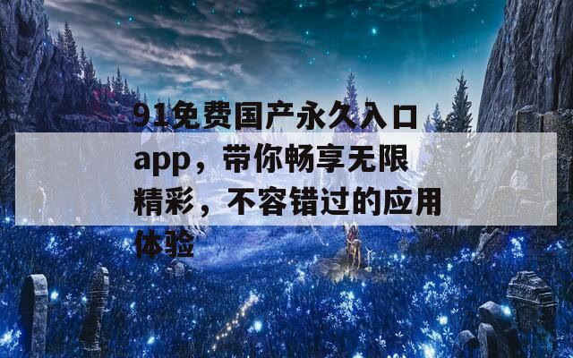 91免费国产永久入口app，带你畅享无限精彩，不容错过的应用体验