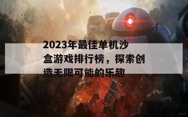 2023年最佳单机沙盒游戏排行榜，探索创造无限可能的乐趣